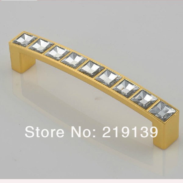 Modern Fashion Gem Gold Glass Crystal Handles And Knobs For Cabinets Drawer Cupboard Pulls Bar