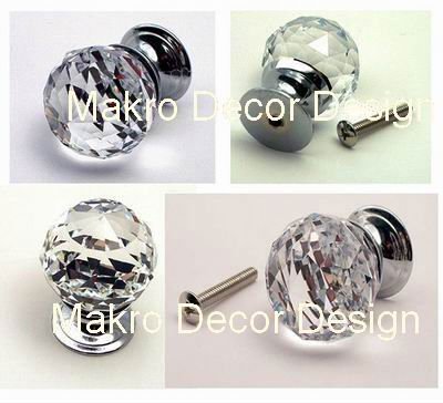 Clear crystal cabinet knob10pcs lot free shipping30mmzinc alloy basechrome plated