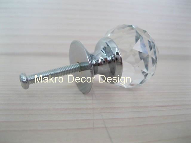 Clear crystal cabinet knob\10pcs lot free shipping\30mm\zinc alloy base\chrome plated