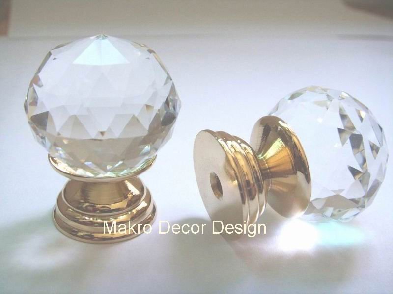 Clear crystal furniture knob10pcs lot30mmbrass basebrass polished plated