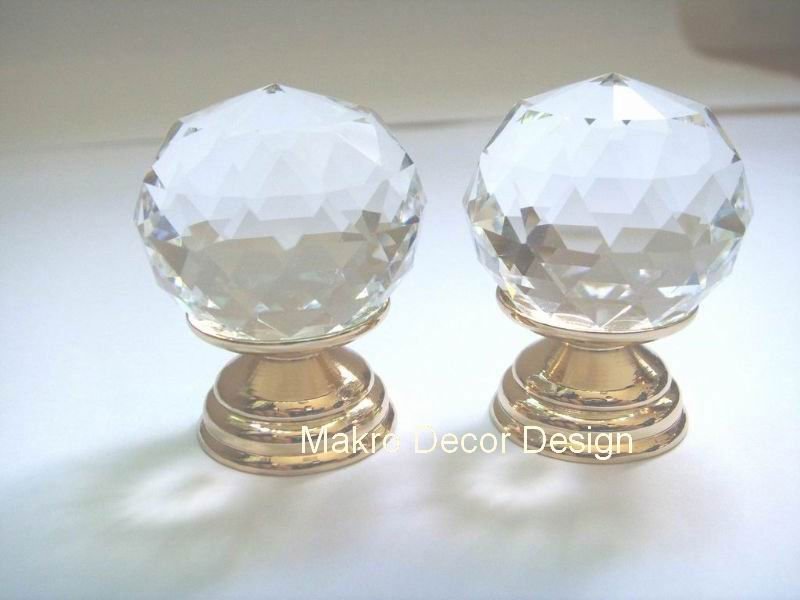 Clear crystal furniture knob10pcs lot30mmbrass basebrass polished plated