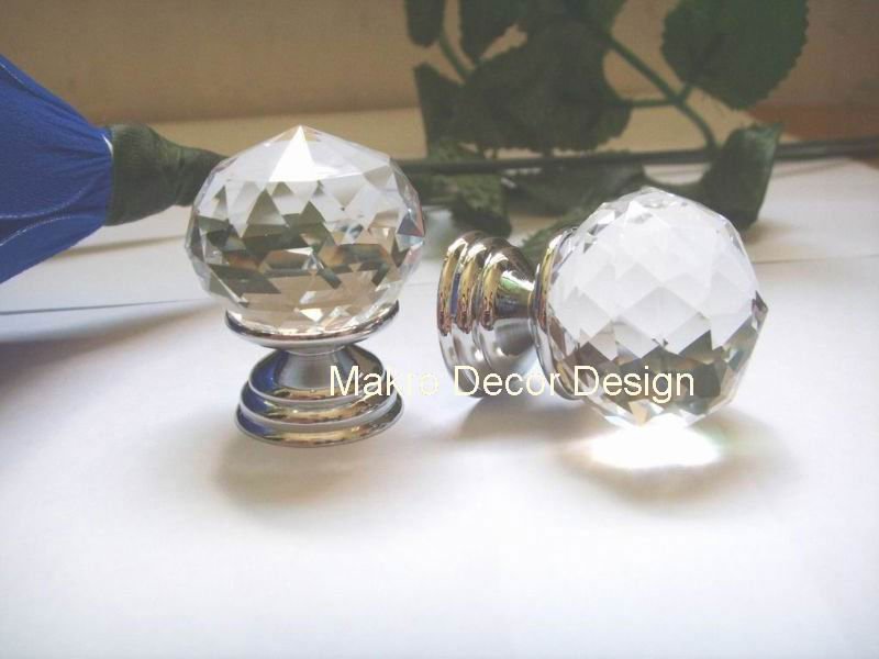 Clear crystal furniture knob\10pcs lot\30mm\brass base\chrome plated