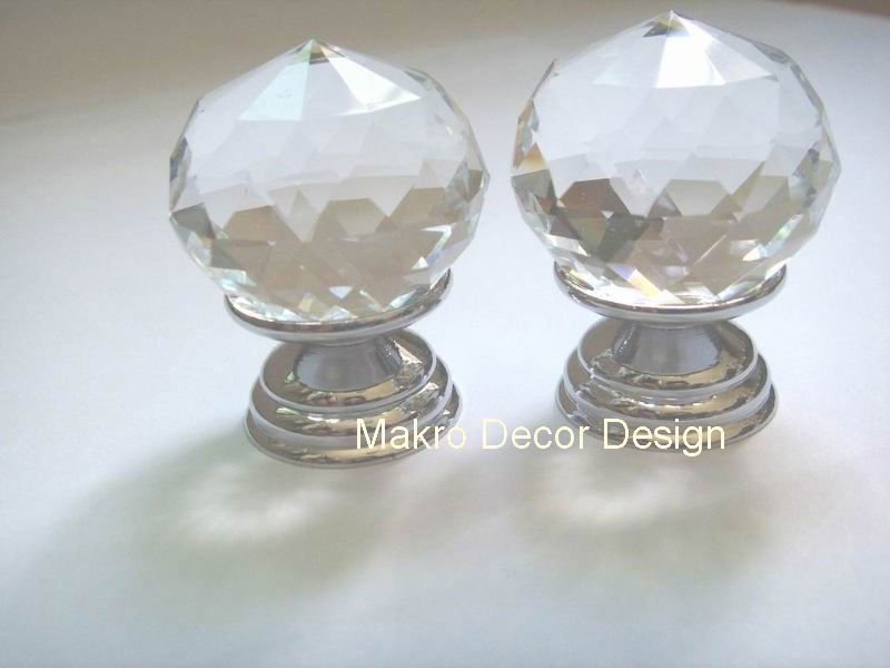 Clear crystal furniture knob\10pcs lot\30mm\brass base\chrome plated