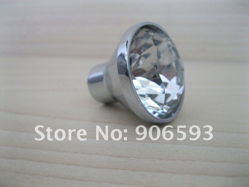 Clear sparkling diamond crystal furniture knob10pcs lot free shipping30mmzinc alloy basechrome plated