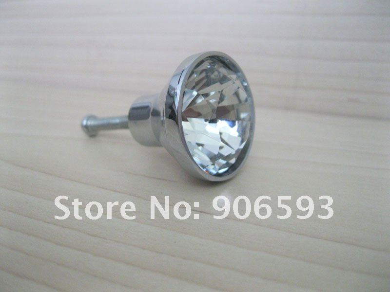Clear sparkling diamond crystal furniture knob\10pcs lot free shipping\30mm\zinc alloy base\chrome plated