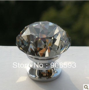 Sparkling diamond crystal cabinet knob20pcs lot free shipping30mmzinc alloy basechrome plated
