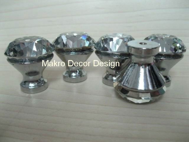 Sparkling diamond crystal cabinet knob\20pcs lot free shipping\30mm\zinc alloy base\chrome plated
