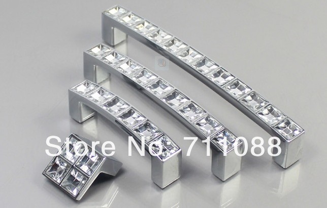 Crystal Handle Modern and simple European-style cabinet drawer wardrobe door handle with Rhinestone pitch: 64mm