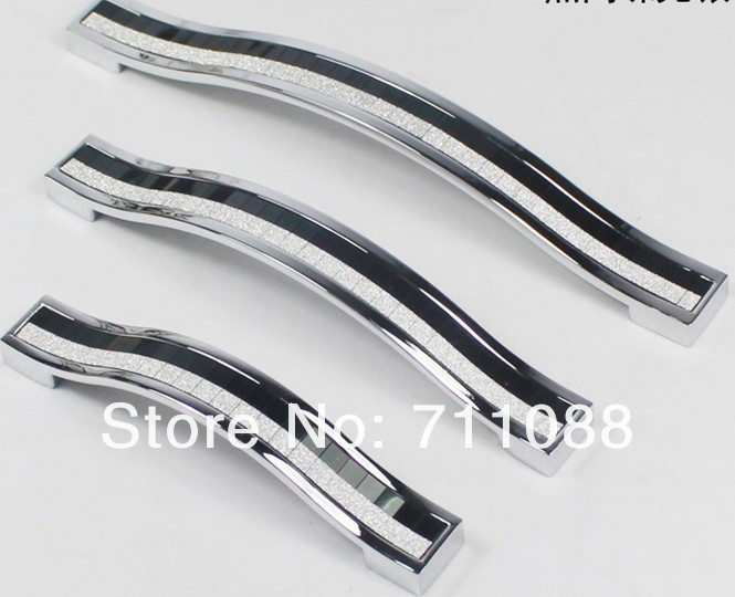 Crystal handle and knobs / black and Pearl silver handle/crystal drawer pull / door pull pitch:128mm Length:145mm