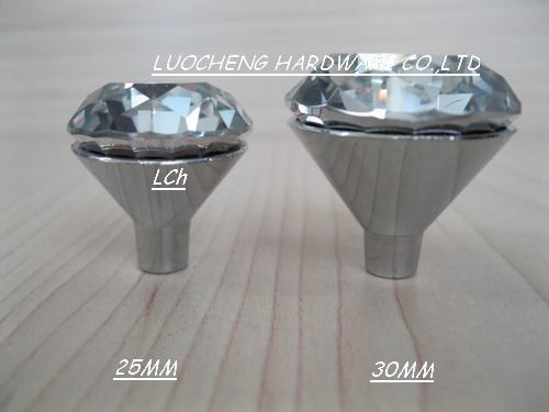 10PCS/ LOT 20 MM SPARKLING CLEAR CRYSTAL KNOBS WITH ZINC CHORME SMALL BASE