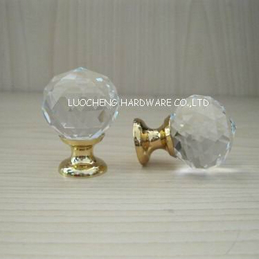 20PCS/LOT GLASS KNOBS CRYSTAL KNOBS WITH BRASS BASE GOLD FINISH CABINET KNOBS