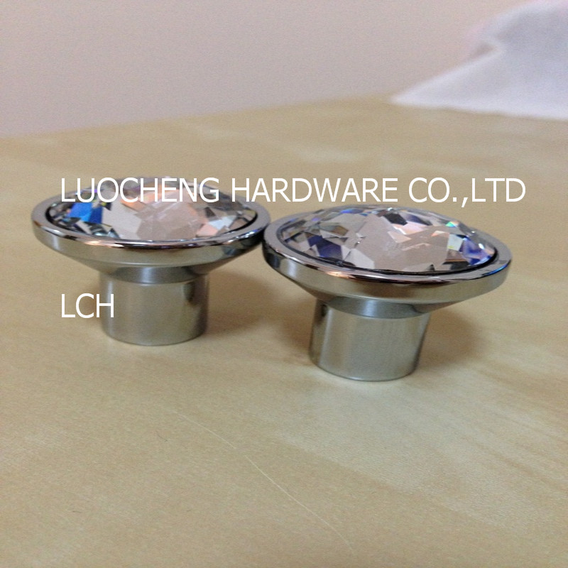 20PCS/LOT NEWLY-DESIGNED DIAMETER 33MM CLEAR CUT CABINET KNOBS WITH CHROME BRASS BASE FURNITURE HARDWARE