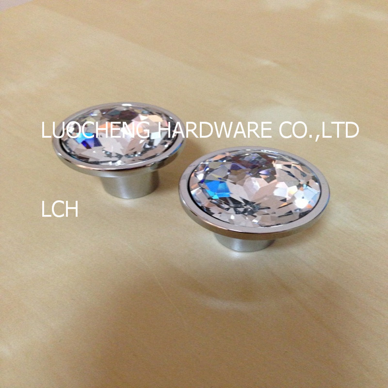 20PCS/LOT NEWLY-DESIGNED DIAMETER 33MM CLEAR CUT CABINET KNOBS WITH CHROME BRASS BASE FURNITURE HARDWARE