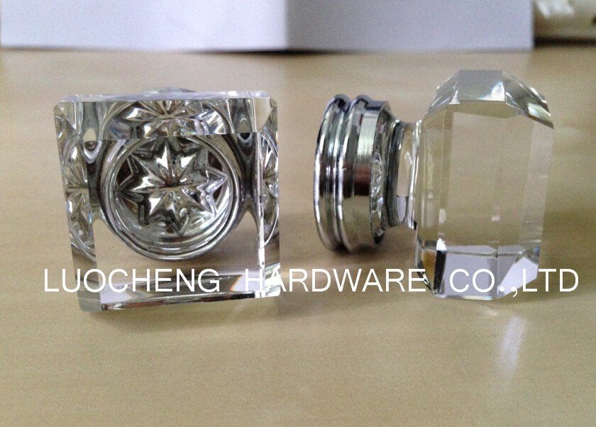 10PCS/LOT 35MM FASHION STYLE SQUARE Sparkling Clear Crystal Knob Kitchen Cabinet Knobs Handles Dresser Cupboard