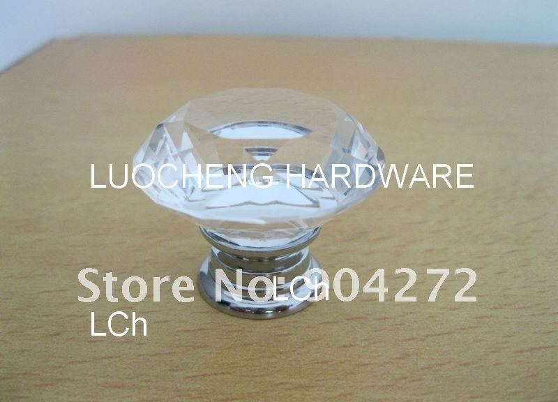 10PCS/LOT 40MM Diamond Clear Crystal Knobs Kitchen Cabinet Knobs Handle Dresser Cupboard Door Knob Pulls