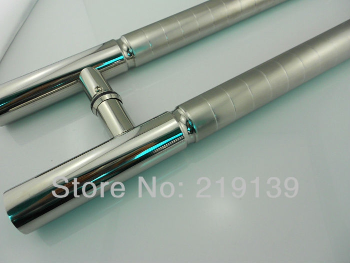 1Pair  Storefront Stainless Steel Glass Door Handle Pull Tubing 24 Inches For Entry Furniture Hardware