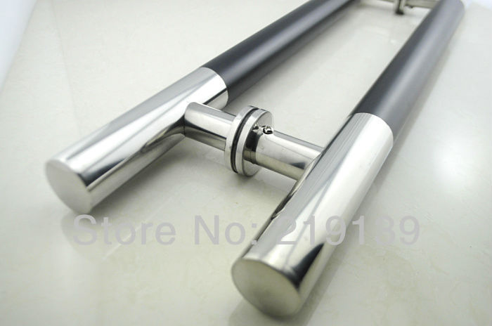 1Pair  Storefront Stainless Steel Glass Door Handle Pull Tubing 24 Inches Furniture Hardware