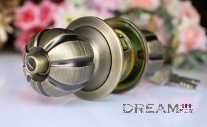 1pc/lot Stainless Steel Cylindrical Door Lock / Ball Lock/ Doorknos antique brass finished