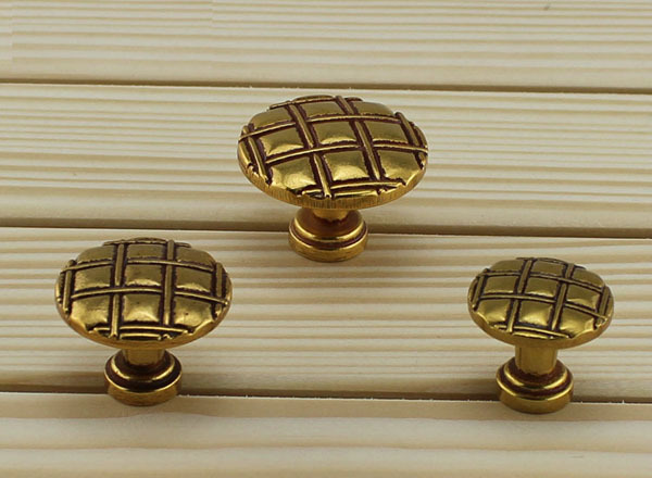 Grid Round shaped European copper archaize single hole furniture handle Classical drawer/closet knobs/pull