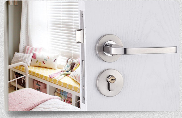 High quality Modern European style 304 stainless steel indoor door lock the bedroom wooden door lockset  Free shipping