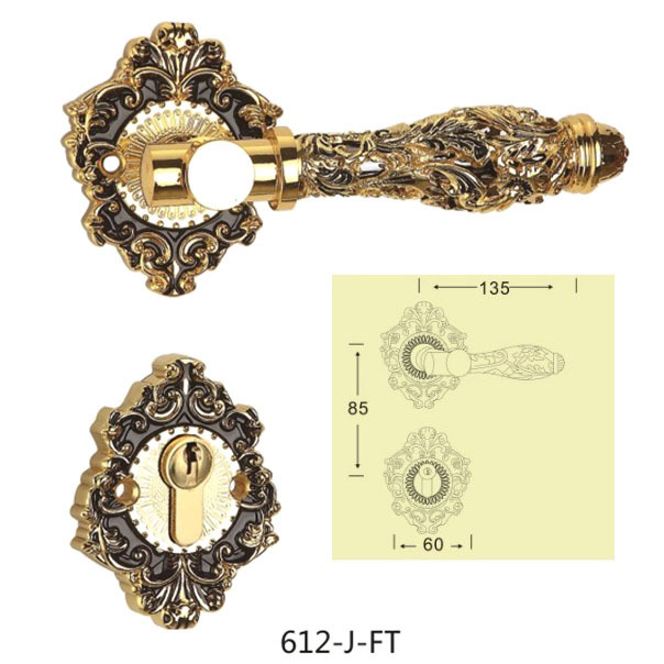 New arrival hollow out handle door lock European luxury style Real 24k golde color lockset