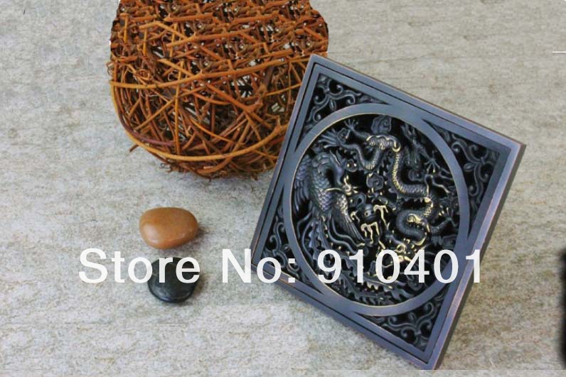 Wholesale And Retail Promotion Luxury Oil Rubbed Bronze Dragon Carved Art Drain Bathroom Shower Waste Drainer