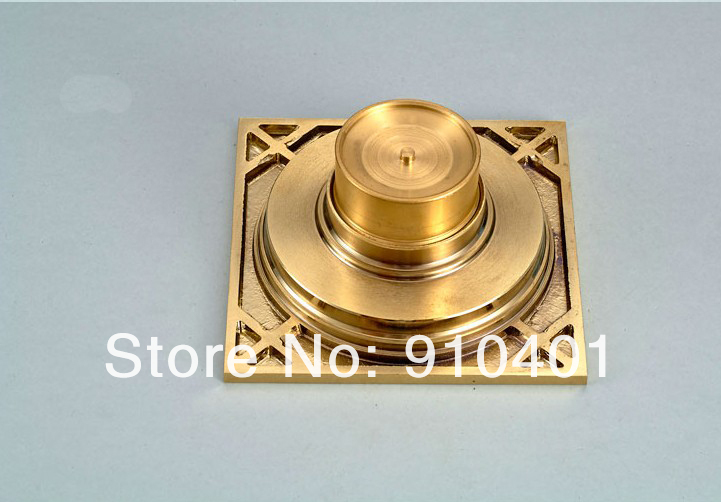 Wholesale And Retail Promotion  NEW Antique Brass Art Carved 4" * 4"Floor Drain Bathroom Register Waste Drainer