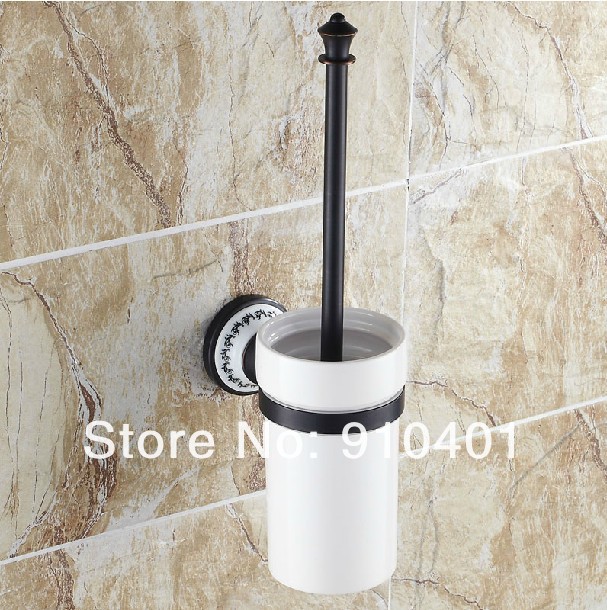 Wholesale And Retail Promotion Oil Rubbed Bronze Ceramic Brass Bathroom Toilet Brushed Holder W/ Ceramic Cup