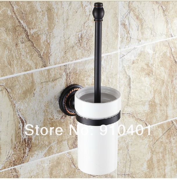 Wholesale And Retail Promotion Oil Rubbed Bronze Wall Mounted Bathroom Toilet Brushed Holder W/ Ceramic Cup