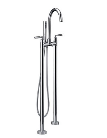 New Chrome Finish Floor Mounted Tub Filler With Hand Shower Floor