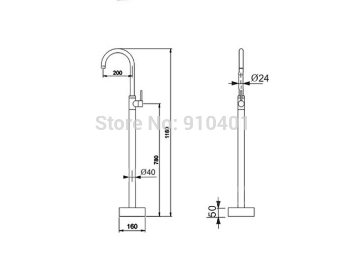 Wholesale And Retail Promotion  Floor Mounted Clawfoot Bathroom Tub Filler Single Handle Bath Faucet Mixer Tap