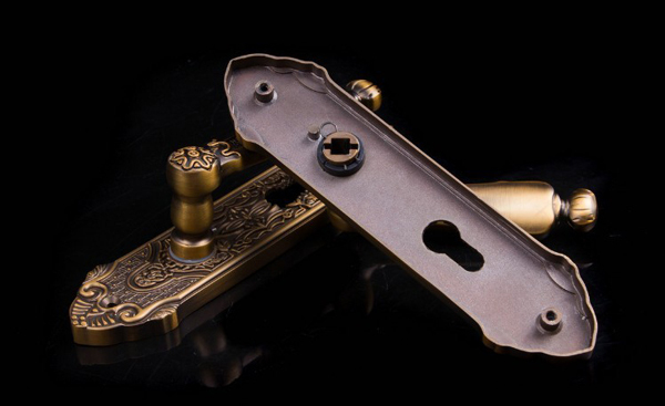 European style classic zinc alloy handle door lock 58mm Matte antique brass lockset Room door lock