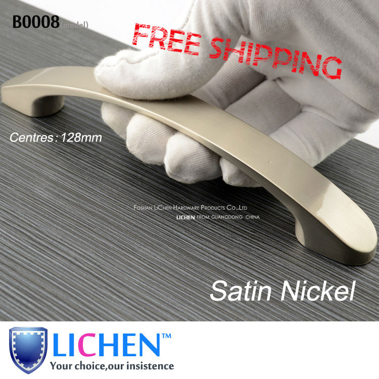 LICHEN  (8pieces/lot) 64/96/128mm Centres Furniture Hardware Zinc alloy Satin nickel Handle&Cabinet Handle&Drawer Handle