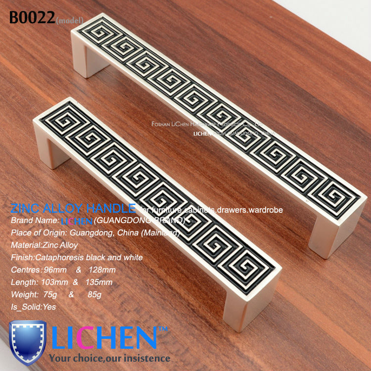 LICHEN(6pieces/lot)96/128mm Centres Furniture Hardware Zinc alloy Black and white  Handle&Cabinet Handle&Drawer Handle