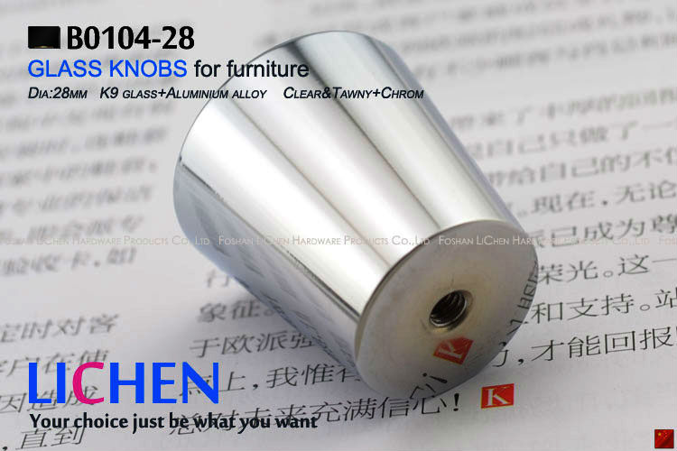 28mm LICHEN K9 Glass Knobs Aluminum alloy knobs Crystal Furniture Handle Drawer Handle& Cabinet &Drawer Knob