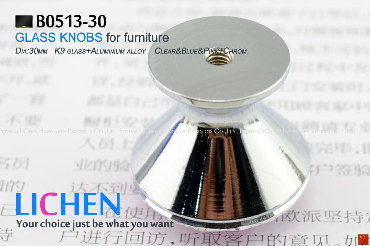 30mm LICHEN K9 Glass Knobs aluminium alloy knobs Crystal Furniture Handle diamond knobs& Cabinet &Drawer Knob