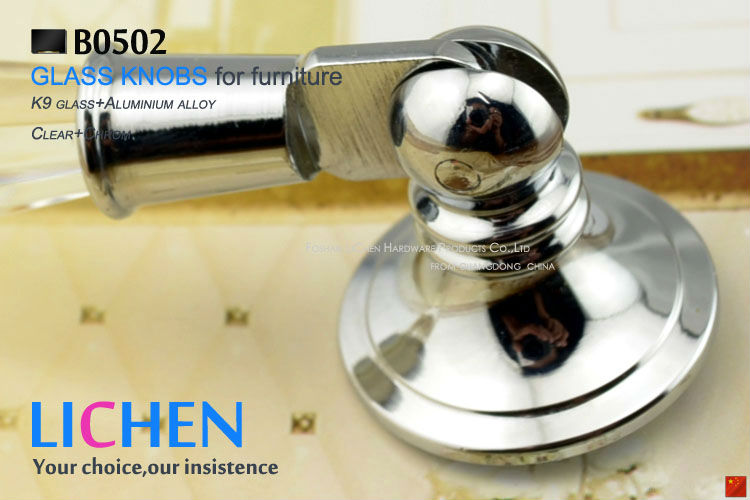 B0502 pendants aluminium alloy+k9 glass Crystal glass knobs LICHEN  drawer knobs Furniture cupboard Armoire Handle&knobs