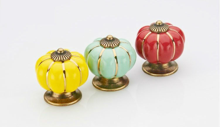 Chinese manufacturers LICHEN Orange/Blue/Red/White/Yellow/Cyan/Black Ceramic knobs handle for Cabinet Drawer