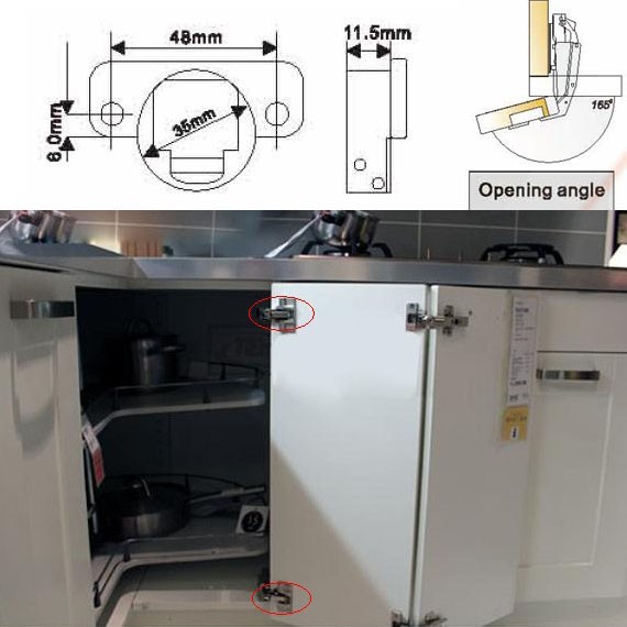 Insert 165 Degree Hydraulic Brass Buffer Satin Nickel Soft Close Clip-on Base Kitchen Cabinet Door Corner Hinge