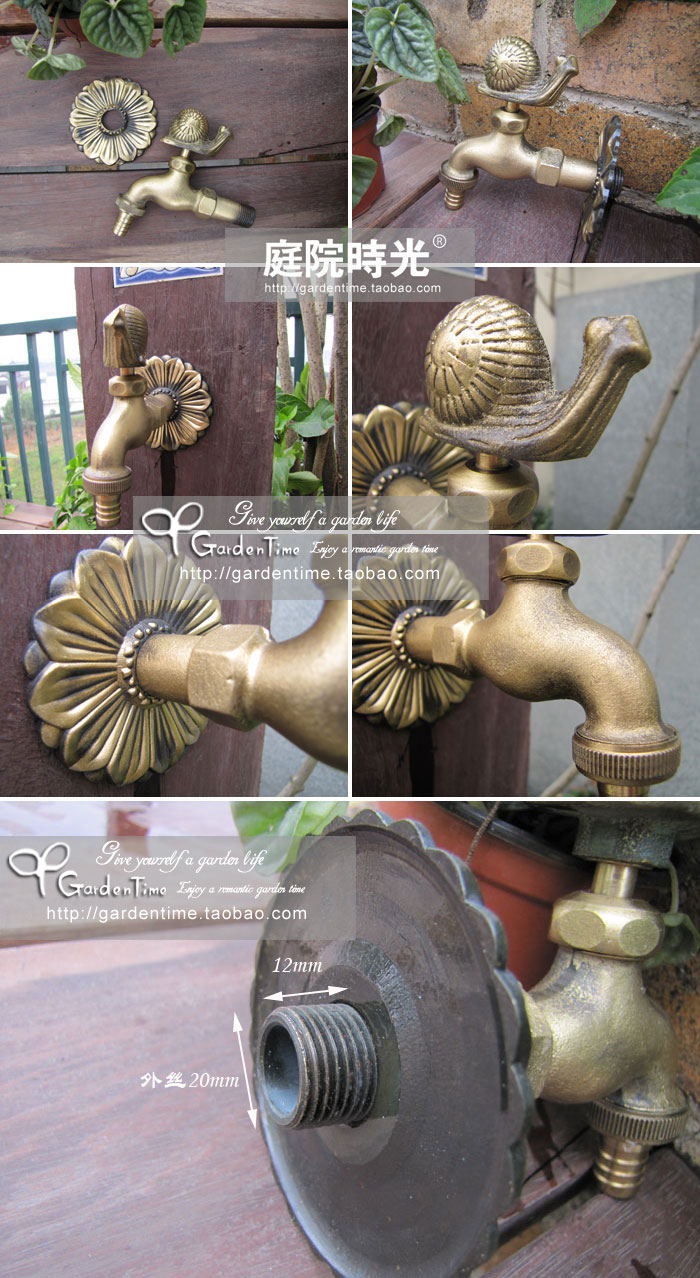 Brass Copper animal faucet tap pool tap bronze snail  garden tap garden hardware garden bibcocks