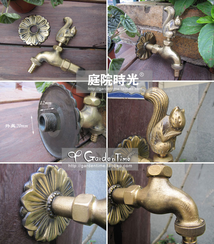 Brass Copper animal faucet tap pool tap bronze squirrel  garden tap garden hardware garden bibcocks