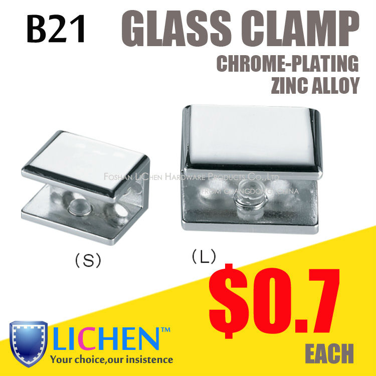 LICHEN(2pieces/lot)B19-L&B19-S Chrome plating Zinc alloy glass clamp clip Glass supports Bathroom glass clamp