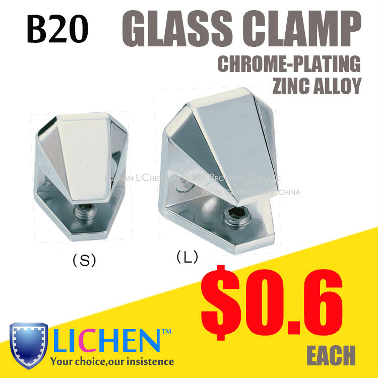 LICHEN(4pieces/lot)B21-L&B21-S Chrome plating zinc alloy glass clamp fitting clip Glass supports bathroom glass accessory