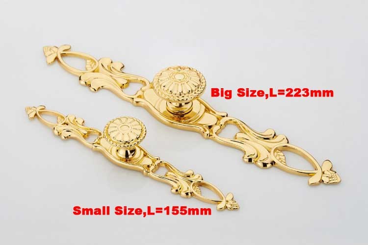 Gold plated LUXURY Zinc alloy cabinet handle drawer pull L=155mm