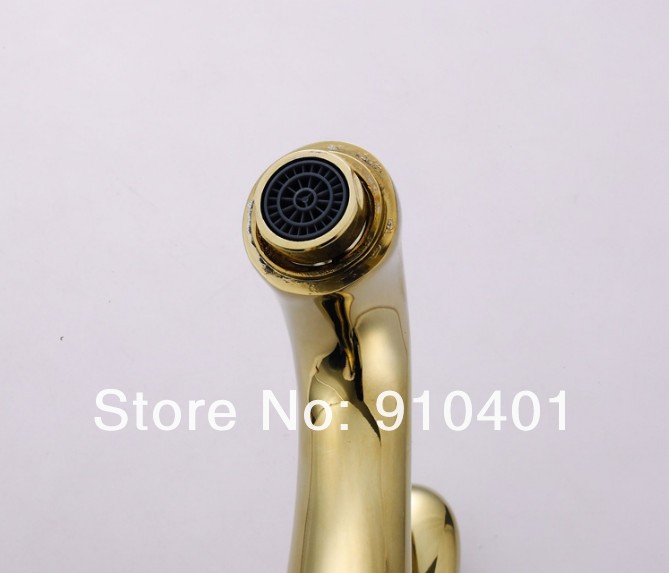 Hot SellGolden Color Single Handle Brass Basin Mixer Deck Mounted Tap Bathroom Faucet  Tall Style 