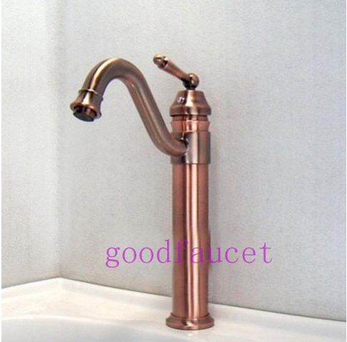 Wholesale / Retail NEW Antique Copper Bathroom Sink Faucet Vanity Countertop Mixer Tap Swivel Spout Single Handle