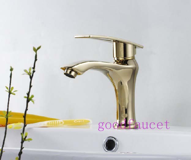 Wholesale And Retail Polished Golden Bathroom Basin Faucet Undercounter Brass Mixer Tap Single Handle Faucet Mixer