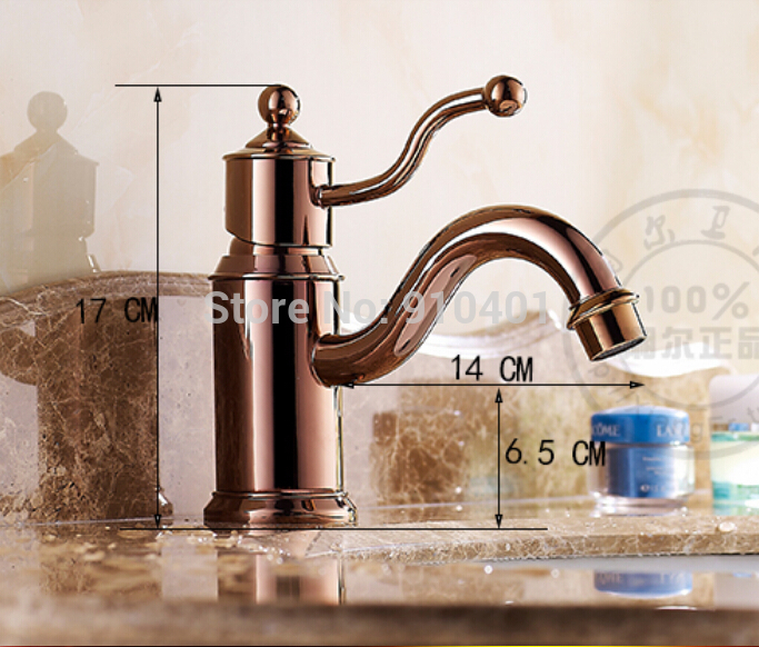 Wholesale And Retail Promotion Deck Mounted Rose Golden Brass Bathroom Basin Faucet Single Handle Sink Mixer