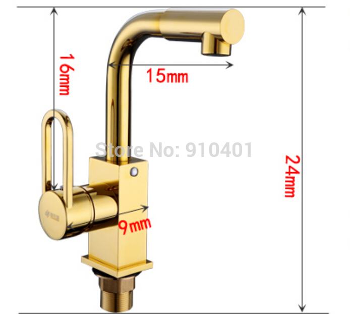 Wholesale And Retail Promotion Golden Brass Swivel Spout Sink Mixer Tap Bathroom Basin Faucet Tap Single Handle