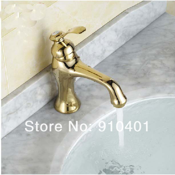 Wholesale And Retail Promotion Golden Finish Brass Bathroom Basin Faucet Single Handle Vanity Sink Mixer Tap